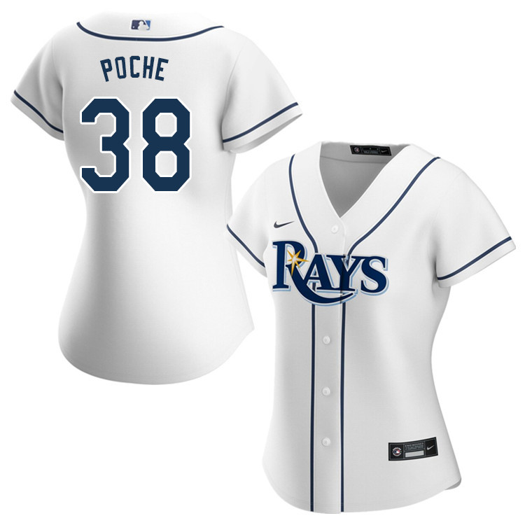 Nike Women #38 Colin Poche Tampa Bay Rays Baseball Jerseys Sale-White